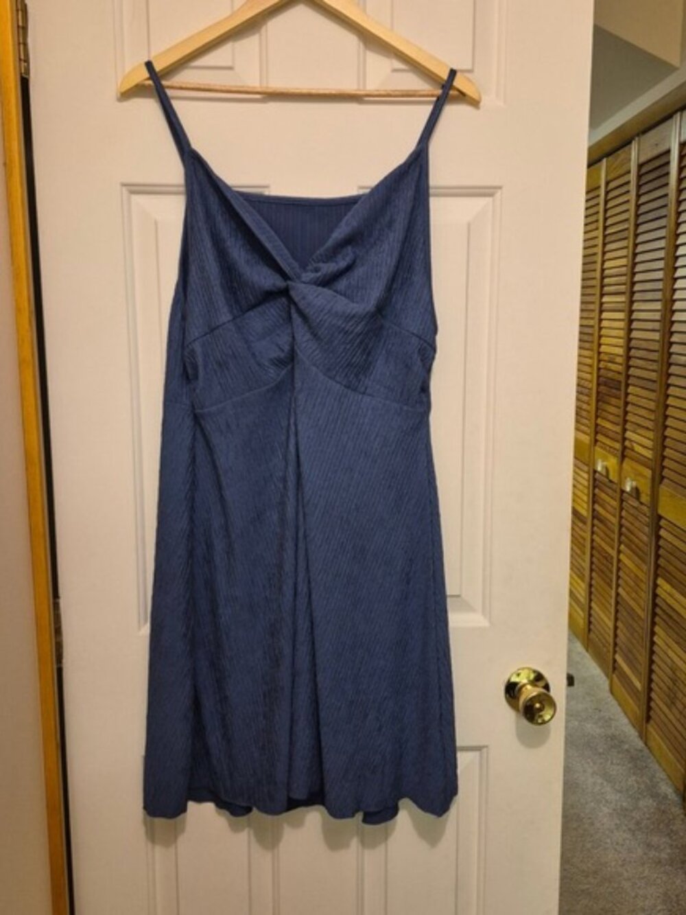 Shein Curve 2XL Blue Twist Front Ribbed Spaghetti Strap Mini Dress Plus Size